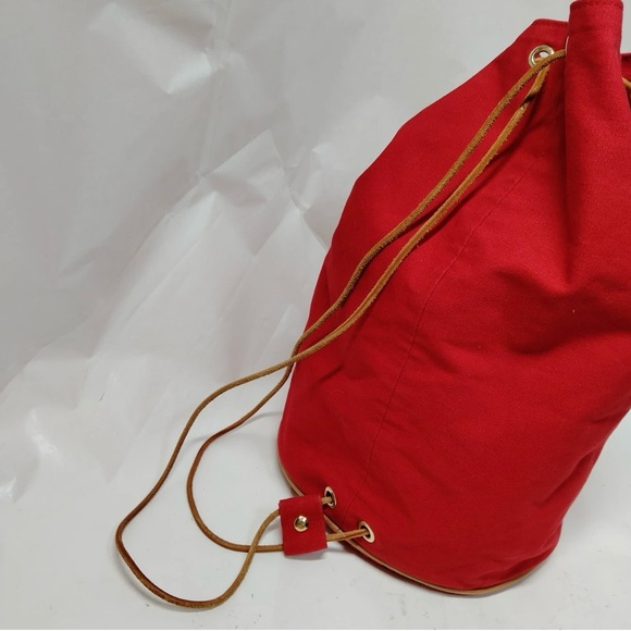 Hermes Red Backpack Canvas  Bag Large Preowned